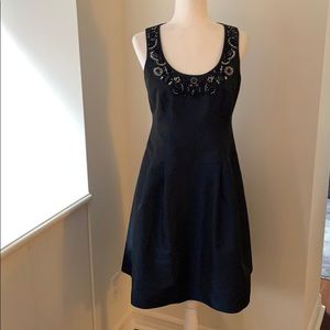 Anne Klein Black Sleeveless beaded, pleated dress